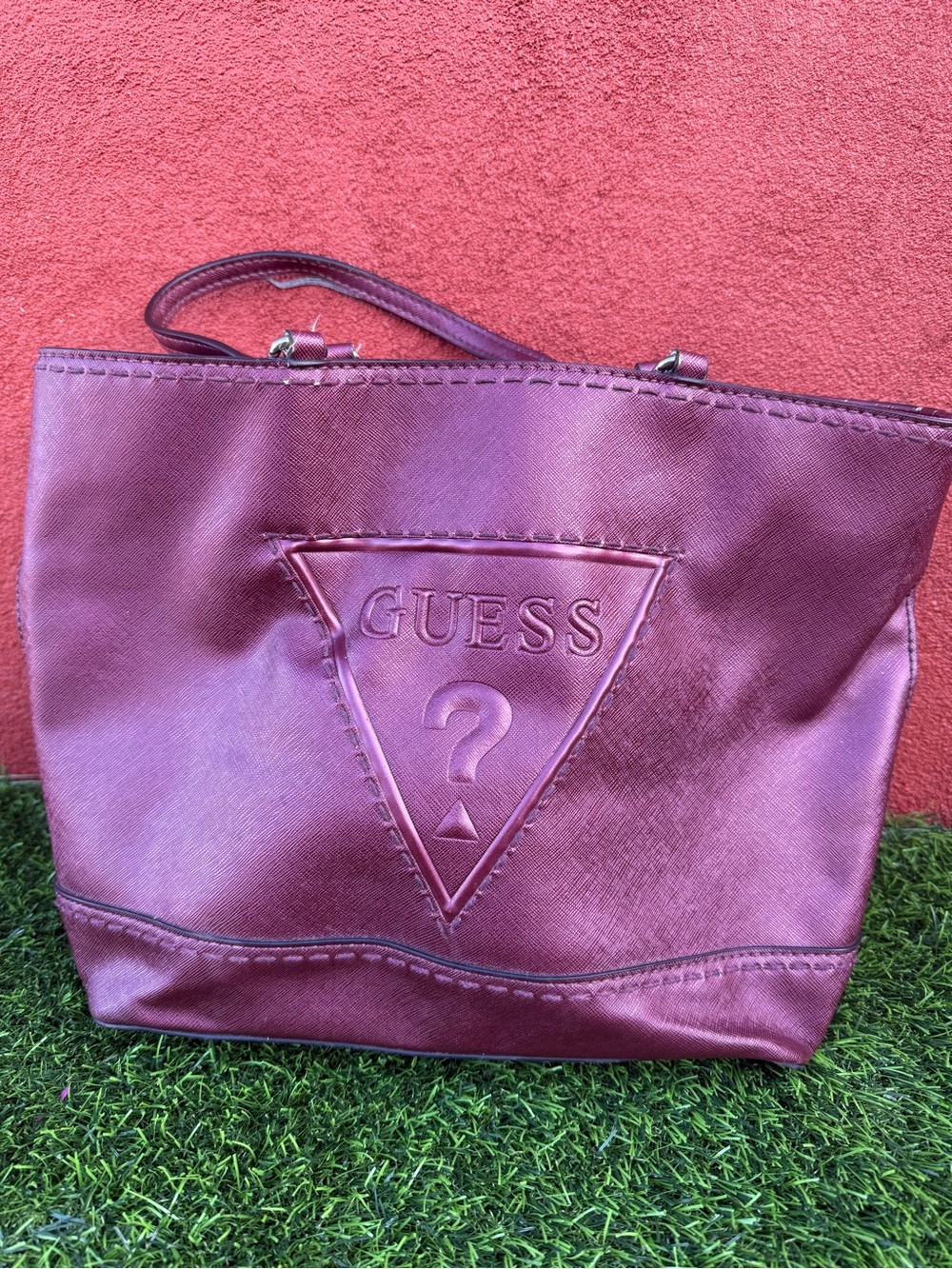 GUESS Maroon Signature Triangle Tote